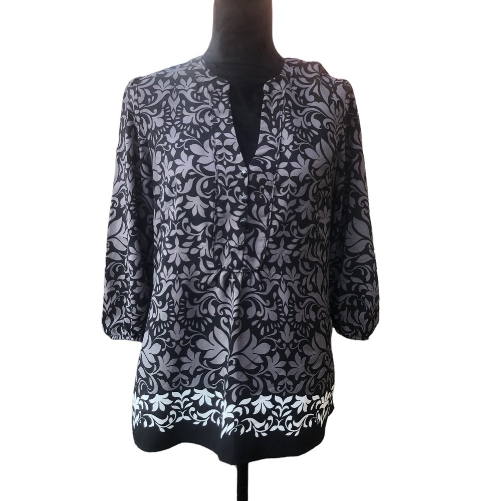 Ann Taylor Loft Dark Floral Blouse size Small - Picture 1 of 9
